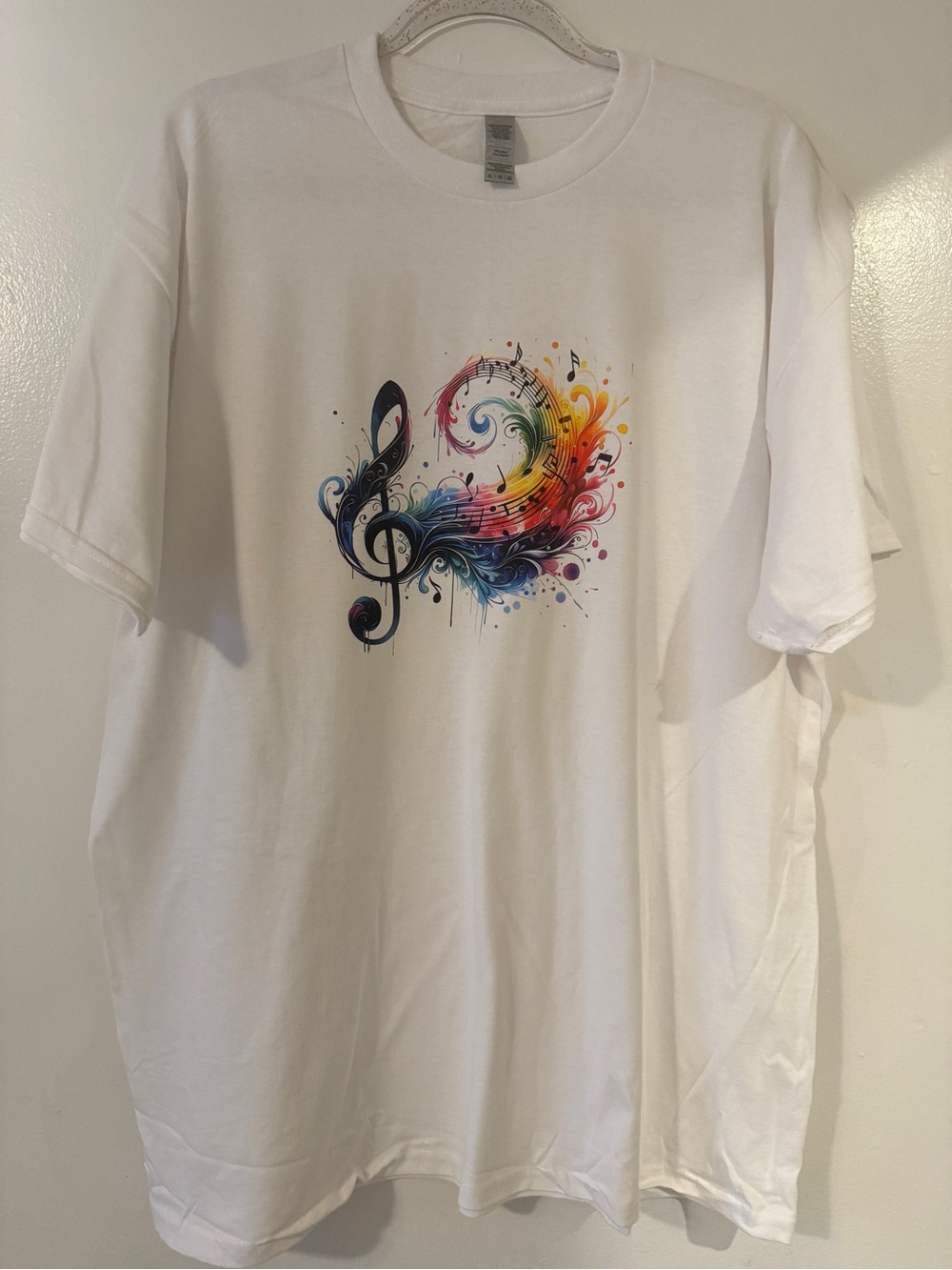 White Graphic Music Treble Clef T-Shirt